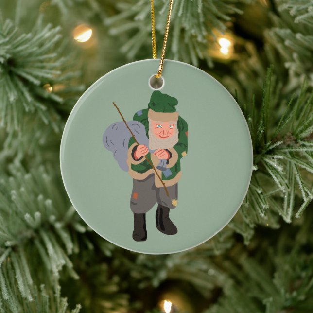 Belsnickel Cartoon Personalised Christmas Ceramic Tree Decoration (Tree)
