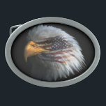 Belt Buckle w/ Bald Eagle /American flag<br><div class="desc">Show your a true patroit when you wear this custom belt buckle with the American flag on the eagle's face.</div>