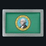 Belt Buckle with Flag of Washington State<br><div class="desc">Show off your Washington State pride with a touch of style using our exclusive belt buckle featuring the flag of Washington State! Designed for both fashion and function, this belt buckle is more than just an accessory; it’s a celebration of Washington’s heritage. The bold design prominently displays the iconic Washington...</div>