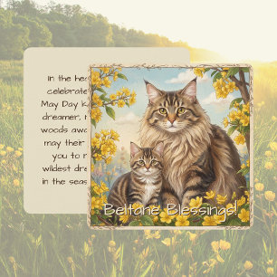 Beltane Blessings May Day Kitten Folklore Flat Holiday Card