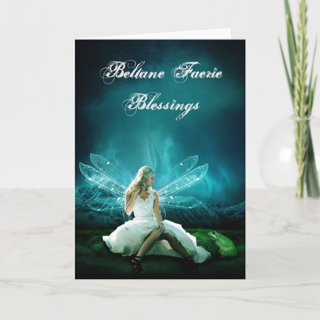 Beltane Faerie Blessings Pagan Greeting Card (Front)