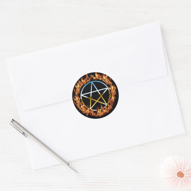 Beltane Fire Pentacle Classic Round Sticker (Envelope)