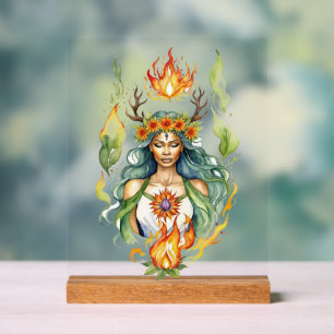 Beltane Fire Summer Goddess Floral Sabbat Altar Acrylic Sign