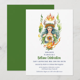 Beltane Fire Summer Goddess Floral Sabbat Party Invitation