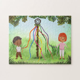 Beltane Kids Game Maypole Dance Jigsaw Puzzle