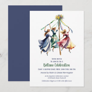 Beltane Maypole Dance Summer Sabbat Party Invitation