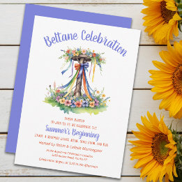 Beltane Maypole Summer Floral Sabbat Party Invitation