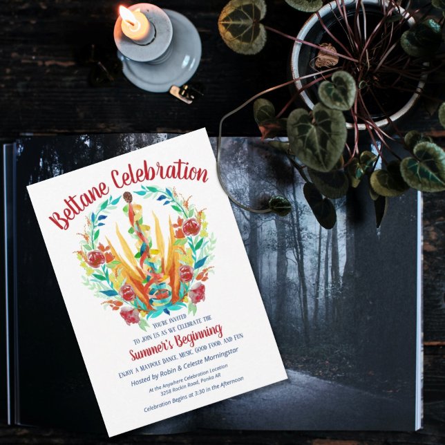 Beltane Maypole Summer Floral Sabbat Party Invitation (Creator Uploaded)