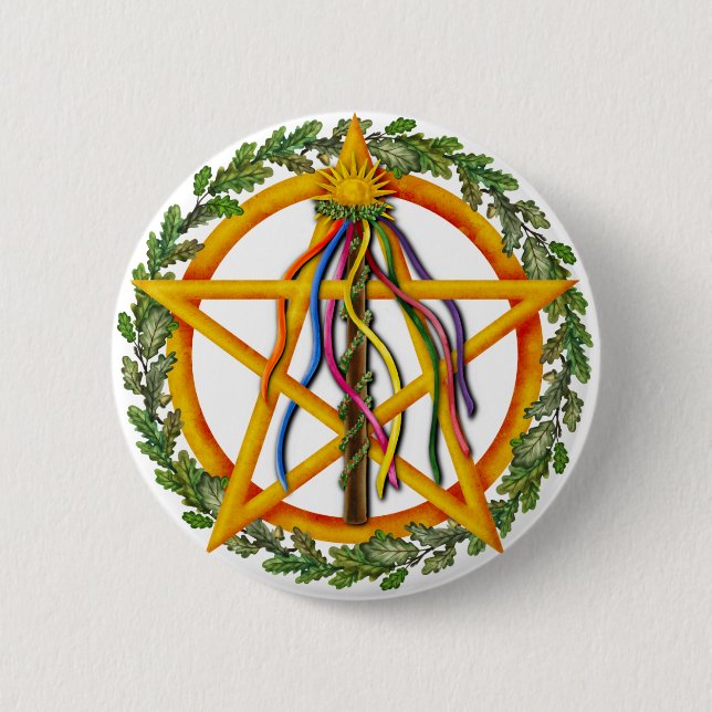 Beltane Star Wiccan Holiday Maypole 6 Cm Round Badge (Front)
