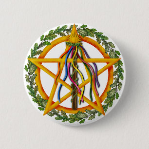 Beltane Star Wiccan Holiday Maypole 6 Cm Round Badge