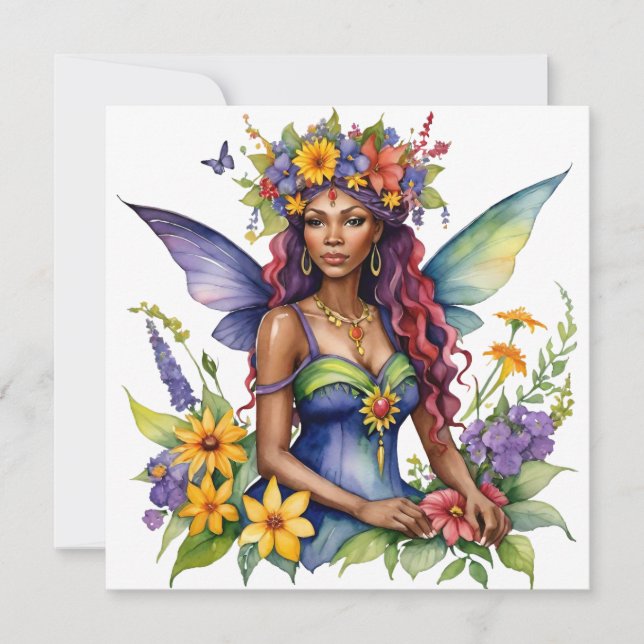 Beltane Summer Fairy Floral Wicca Sabbat  Holiday Card (Front)
