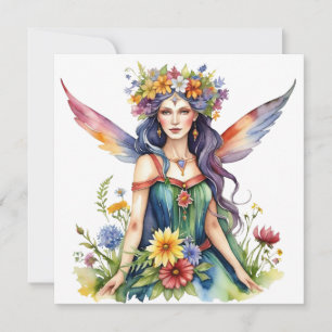Beltane Summer Fairy Floral Wicca Sabbat  Holiday Card