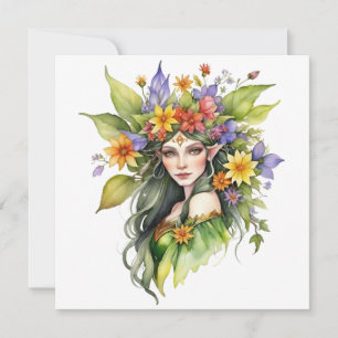 Beltane Summer Fairy Floral Wicca Sabbat  Holiday Card