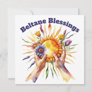 Beltane Summer Floral Sun Sabbat Blessings Holiday Card