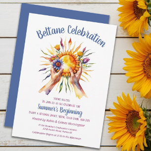 Beltane Summer Sun Floral Sabbat Party Invitation