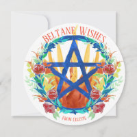 Beltane Wiccan Pentacle Fire & Summer Flowers