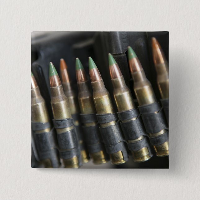 Belted bullets for an M-249 squad automatic wea 15 Cm Square Badge (Front)