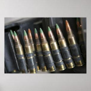 Belted bullets for an M-249 squad automatic wea Poster