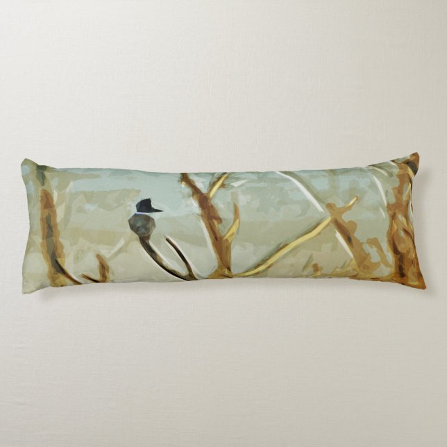 Belted Kingfisher at Rivers Edge Abstract Body Cushion (Back)