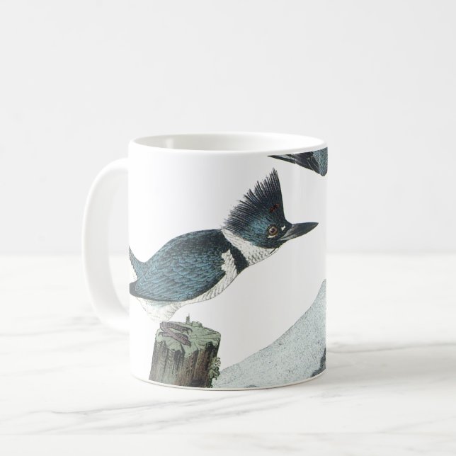 Belted Kingfisher by Audubon Coffee Mug (Front Left)