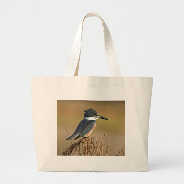 Belted Kingfisher Large Tote Bag (Front)