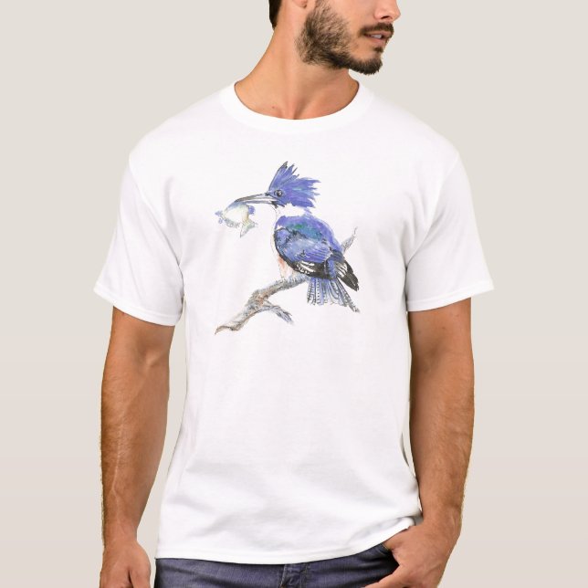 Belted Kingfisher - with fish - Bird Collection T-Shirt (Front)
