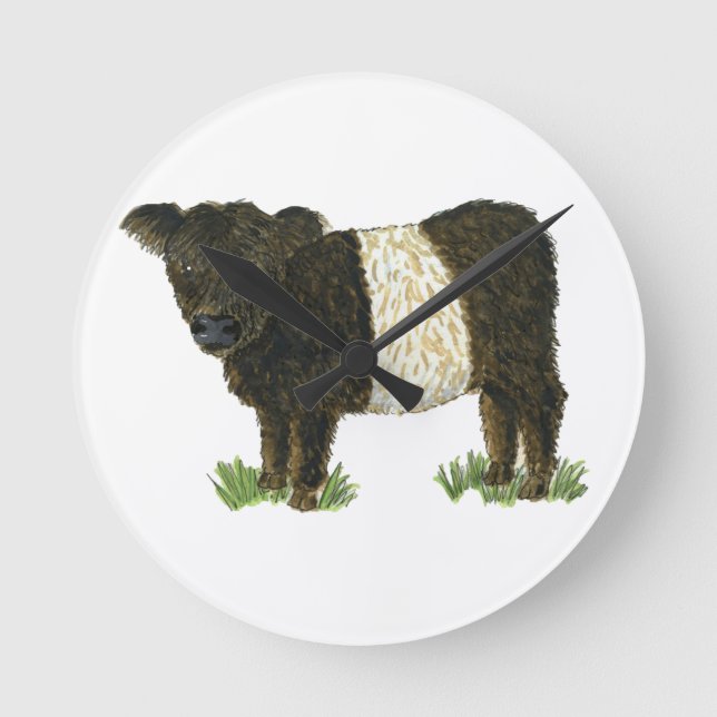 'Beltie' Belted Galloway Round Clock (Front)