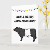 Belting Good Christmas Belted Galloway Beltie Cow  Card (Yellow Flower)