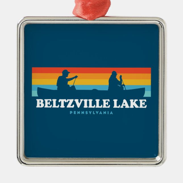 Beltzville Lake Pennsylvania Canoe Metal Tree Decoration (Front)