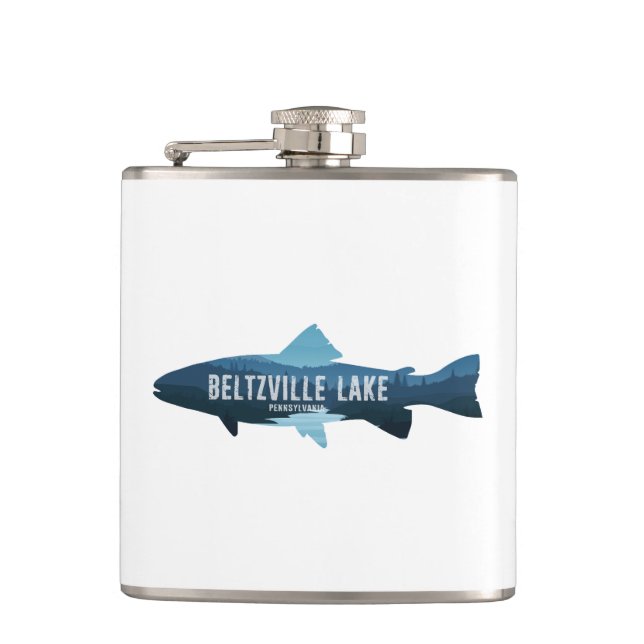 Beltzville Lake Pennsylvania Fish Hip Flask (Front)