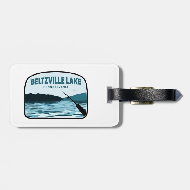 Beltzville Lake Pennsylvania Fishing Rod Luggage Tag (Back Horizontal)