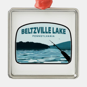 Beltzville Lake Pennsylvania Fishing Rod Metal Tree Decoration