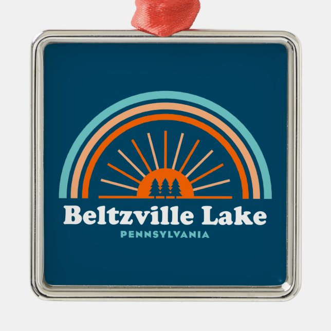 Beltzville Lake Pennsylvania Rainbow Metal Tree Decoration (Front)