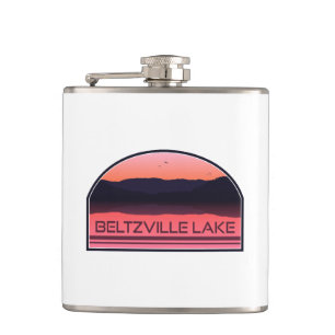 Beltzville Lake Pennsylvania Red Sunrise Hip Flask