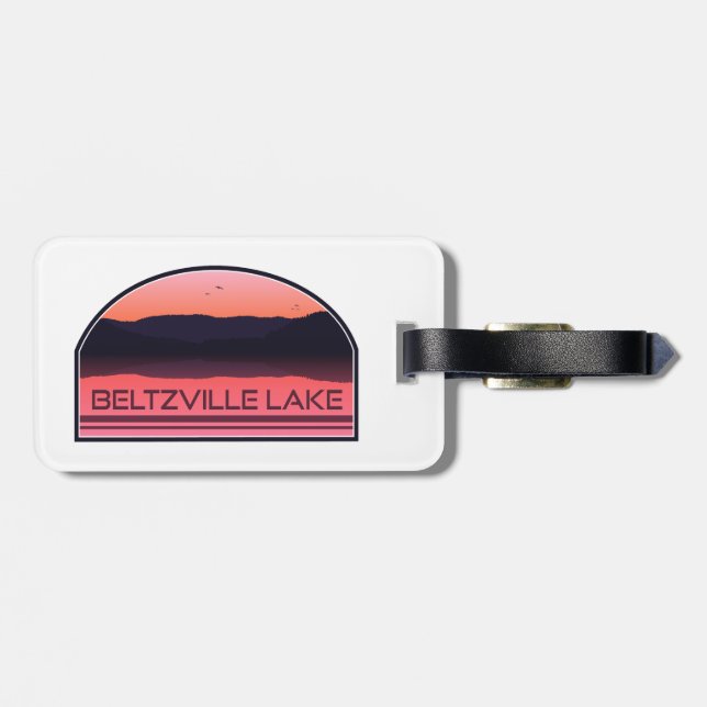 Beltzville Lake Pennsylvania Red Sunrise Luggage Tag (Back Horizontal)