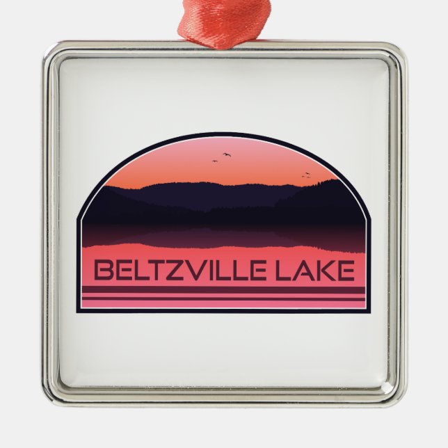Beltzville Lake Pennsylvania Red Sunrise Metal Tree Decoration (Front)