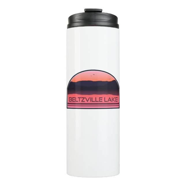 Beltzville Lake Pennsylvania Red Sunrise Thermal Tumbler (Front)