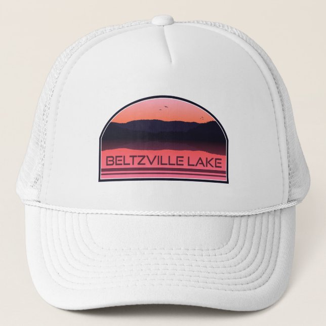 Beltzville Lake Pennsylvania Red Sunrise Trucker Hat (Front)