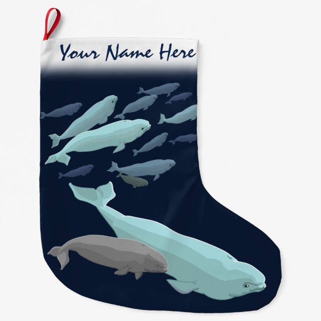 Beluga Christmas Stocking Personalise Beluga Whale (Front)
