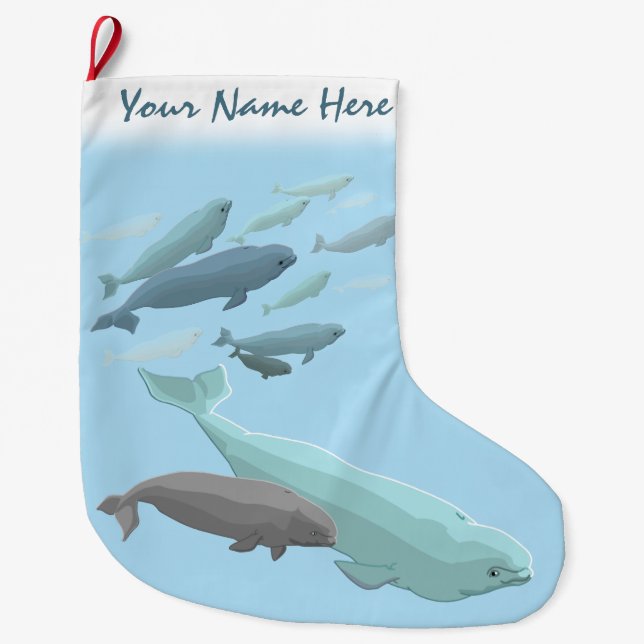 Beluga Christmas Stocking Personalise Beluga Whale (Front)