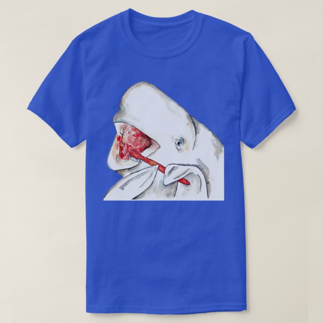 Beluga hale brushing teeth bath watercolor T-Shirt (Design Front)