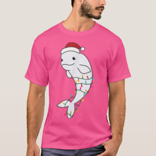 Beluga merry Christmas Fairy Lights Sweet Animals  T-Shirt