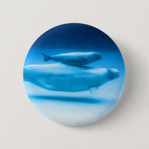 Beluga Mother and Baby 6 Cm Round Badge