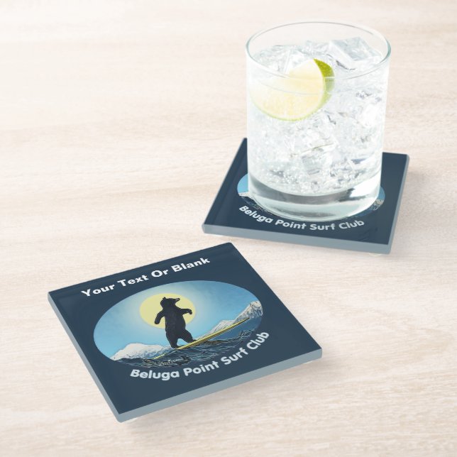 Beluga Point Surf Club Glass Coaster (Angled)