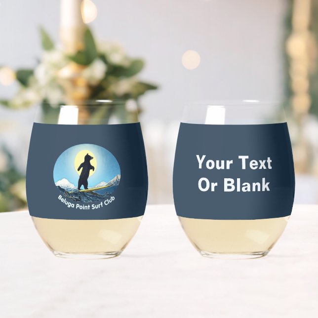Beluga Point Surf Club Stemless Wine Glass (Insitu (Wedding))