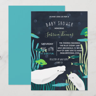 Beluga Whale Baby Shower Invitation