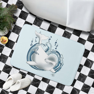 Beluga Whale Blue Bath Mat