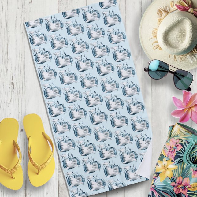 Beluga Whale Blue Beach Towel (Creator Uploaded)