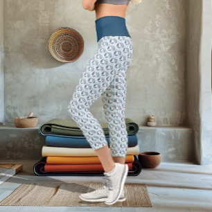 Beluga Whale Blue Capri Leggings