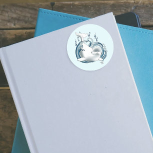 Beluga Whale Blue Classic Round Sticker